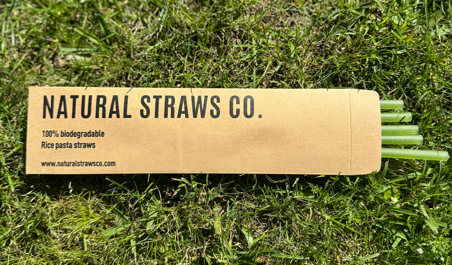 Natural Rice Pasta Straws DRINKING - Green 5 PACK 6mm x 200mm