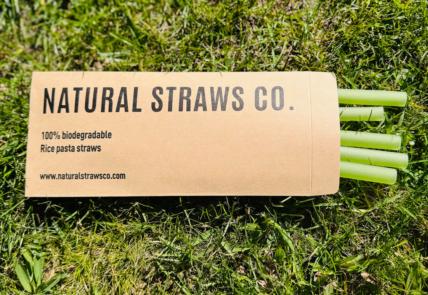 Natural Rice Pasta Straws SMOOTHIE - Green (5 Pack) 12mm x 200mm
