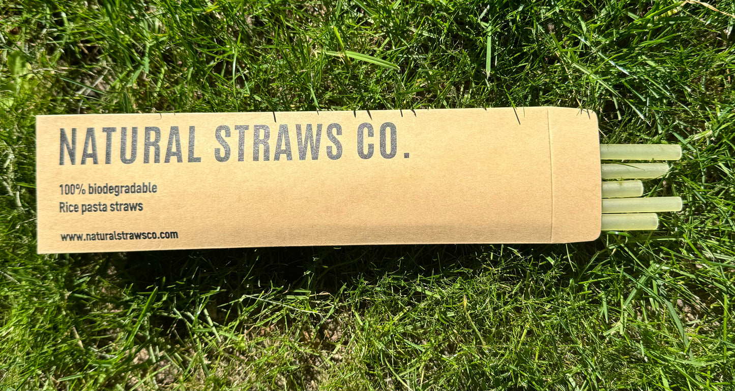Natural Rice Pasta Straws DRINKING - Yellow 5 PACK 6mm x 200mm